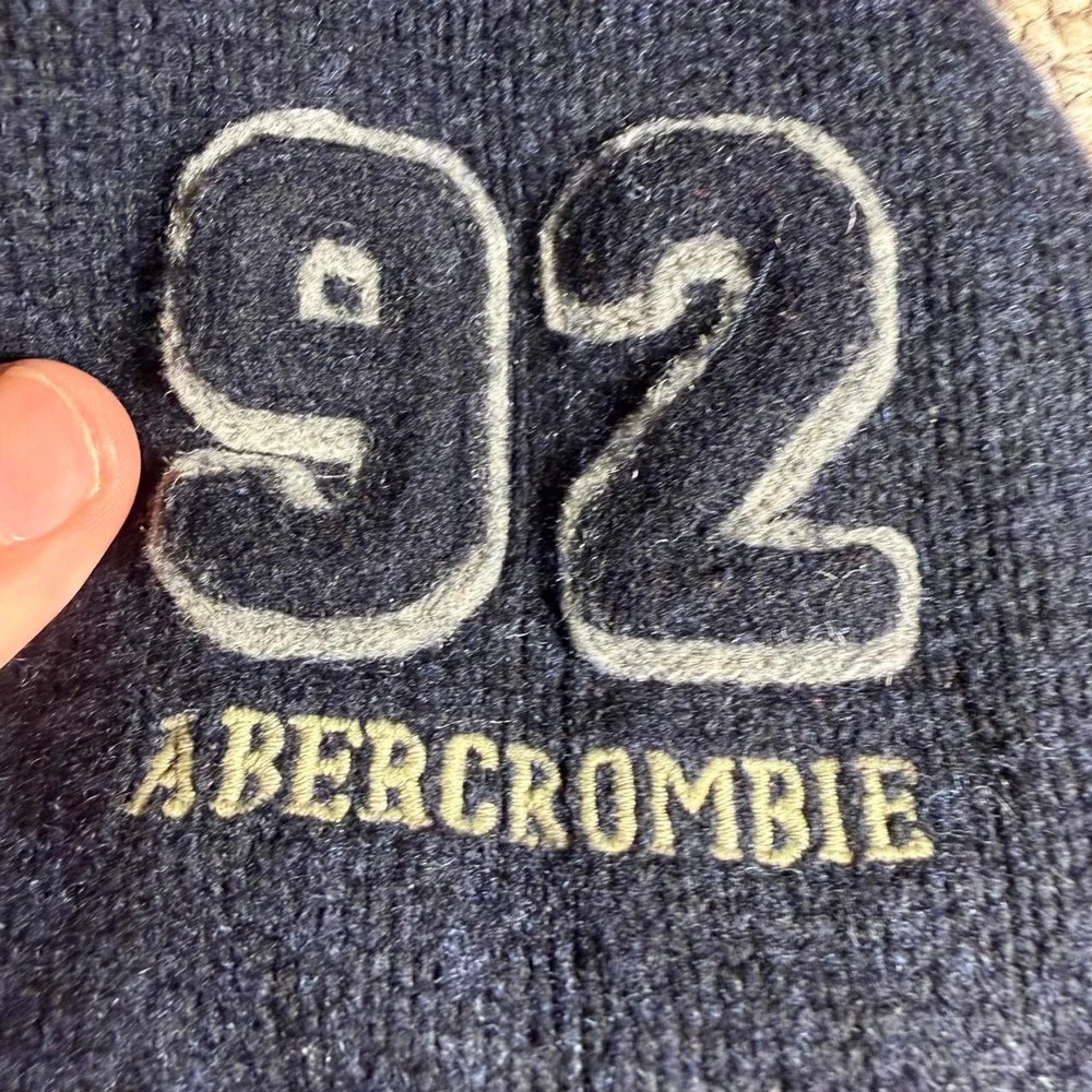Vintage Abercrombie & Fitch 90s Quarter Zip Wool Blend Sweater Grey Black XL